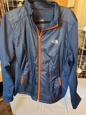 The North Face Navy Jacket with Orange Trim